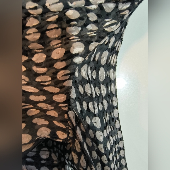 Theory Mesh Polka Dot Assimmetrical Midi Dress Sz L See Through With The Flow - Picture 6 of 16